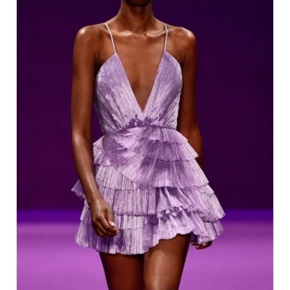 Alice McCall Don't Be Shy Dress Mini Ruffled Purple Party Dress US4 NEW